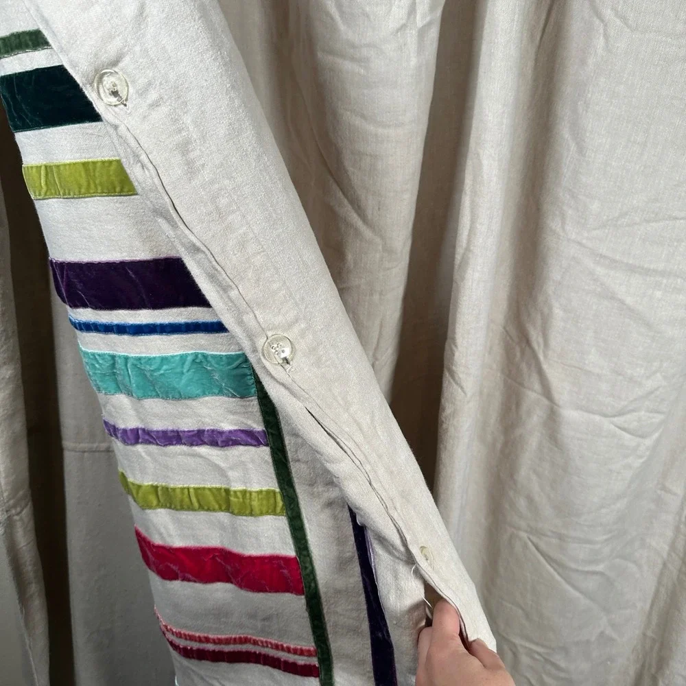 Pottery Barn Teen Rainbow Full Queen Duvet Set Striped Velvet Linen Cotton